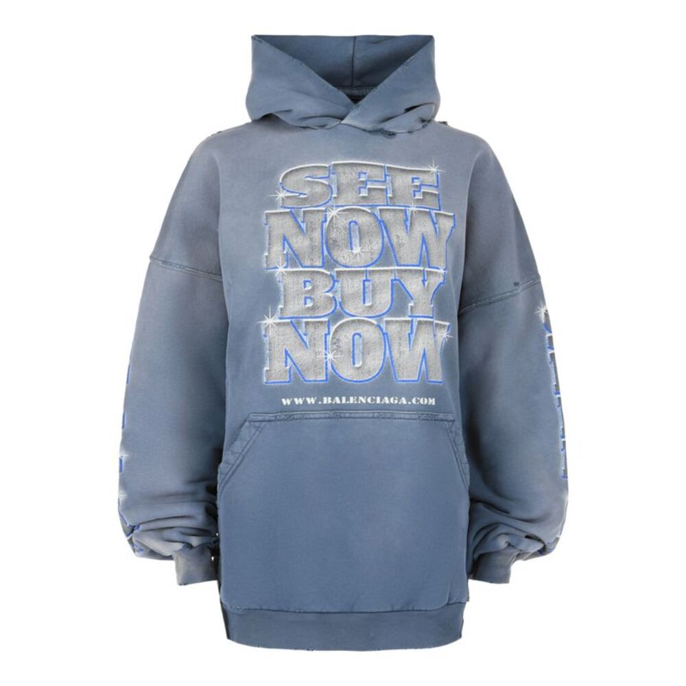 Balenciaga See Now Buy Now Hoodie Blue Womens